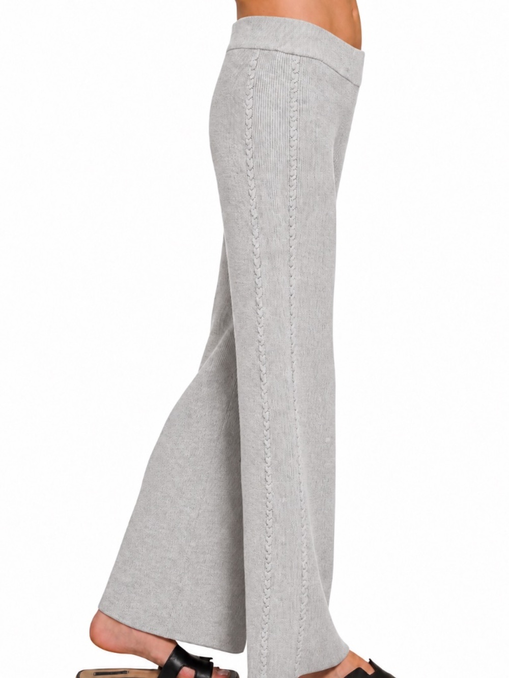 Zenana Premium Viscose Blend H Grey Knit Pants Set NWOT - Picture 5 of 8